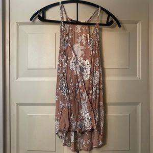 Mauve Floral Draped Front Tank